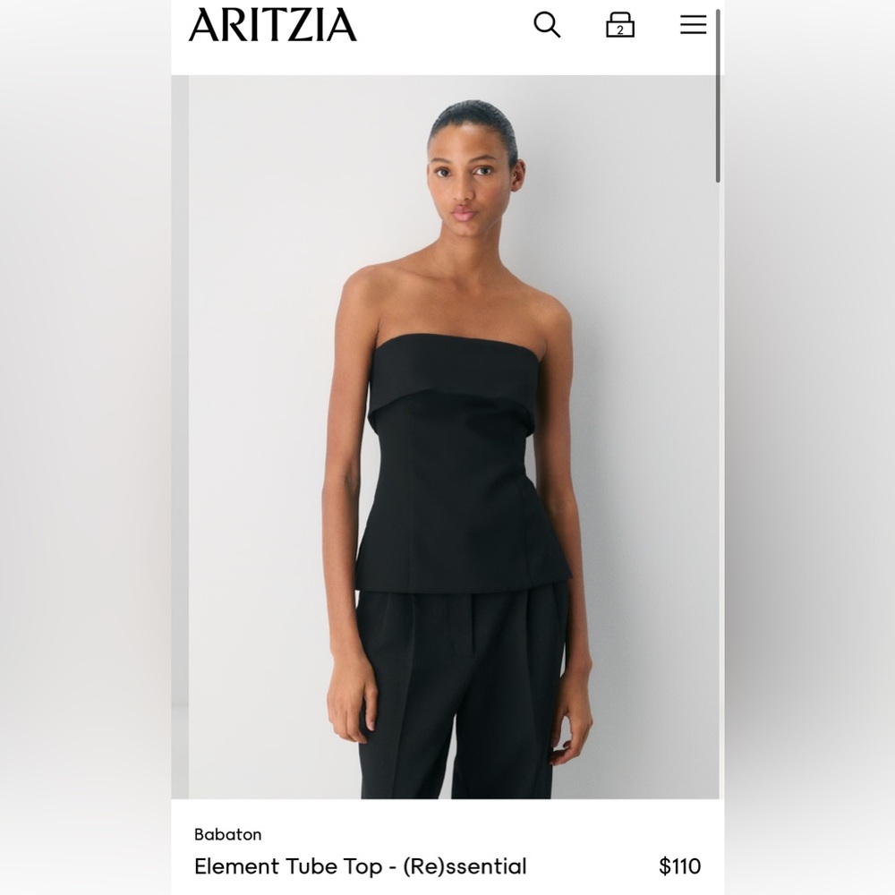 Aritzia Babaton Element tube top, black, size 4